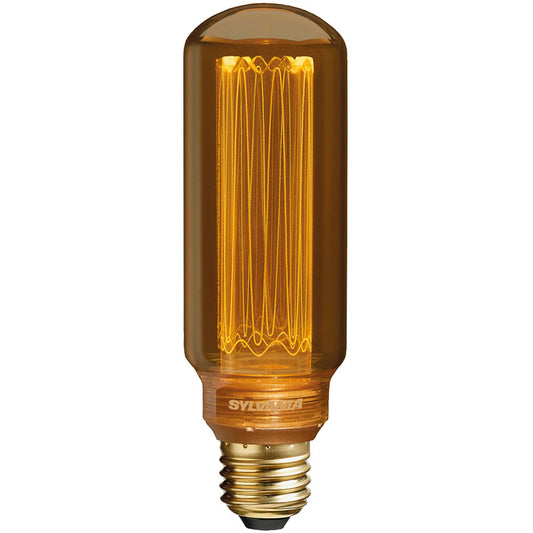 LED vintage filament light bulb with amber glass and E27 screw base