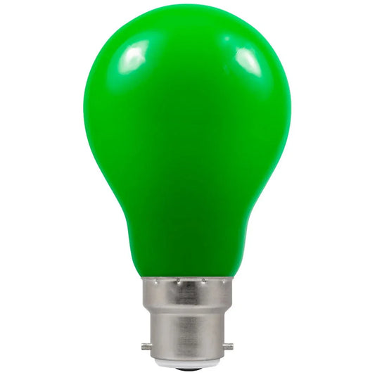 Green LED light bulb with bayonet cap, energy efficient lighting accessory