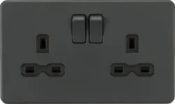 ml antricate 13A 2G DP Switched Socket with Twin Earths - Anthracite with Black insert - ml antricate 13A 2G DP Switched Socket with Twin Earths - Anthracite with Black insert