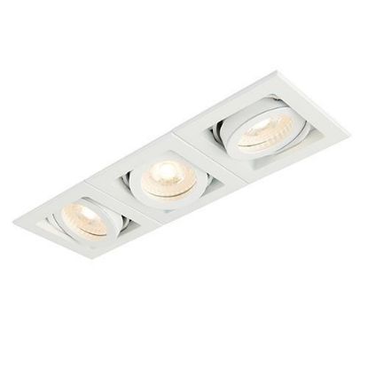 Triple recessed LED ceiling downlight in white for modern home or office lighting