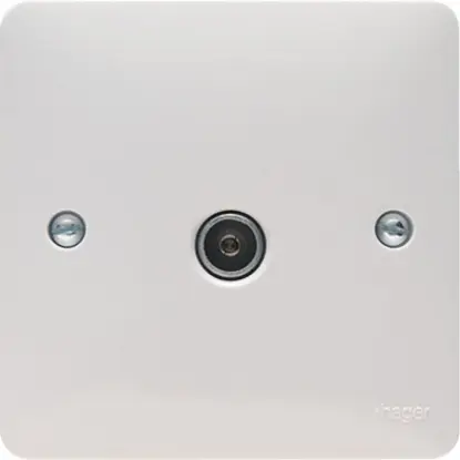 Single white coaxial TV socket outlet female wall plate for UK electrical wiring