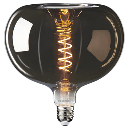 Modern dimmable black LED filament bulb with visible spiral design, ideal for home lighting