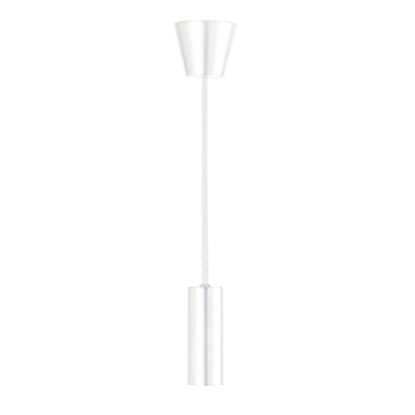 Modern white finish pendant ceiling light with a slim cylindrical design