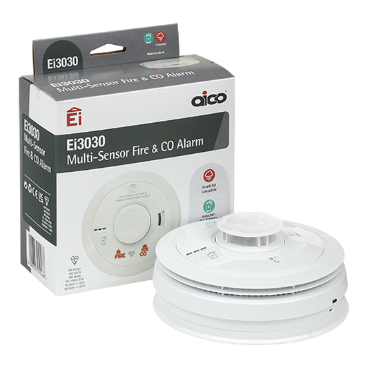 Multi-sensor fire and carbon monoxide alarm with packaging, smoke and CO detector device