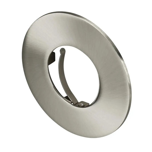 Brushed chrome LED downlight bezel for recessed ceiling light fixtures