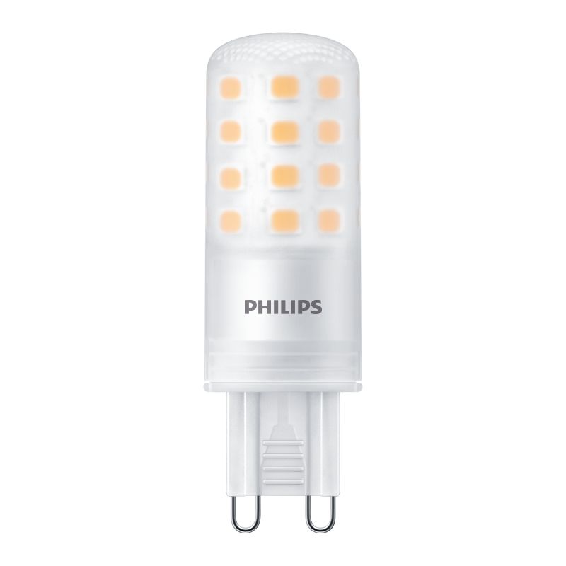G9 LED capsule bulb with frosted finish for modern lighting, visible warm white LEDs