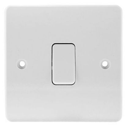 White 1 gang 1 way single pole light switch for home electrical wiring