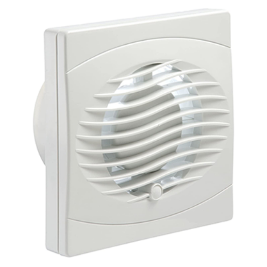 100mm white bathroom extractor fan with timer, modern square design for ventilation