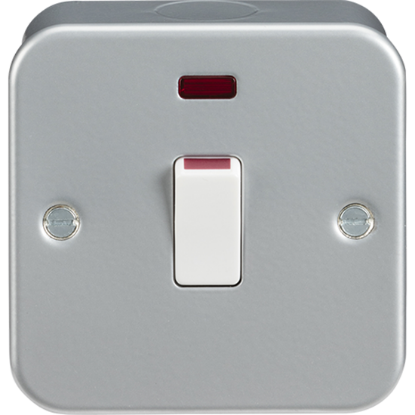 Metal clad 20A 1 gang double pole light switch with neon indicator for electrical wiring