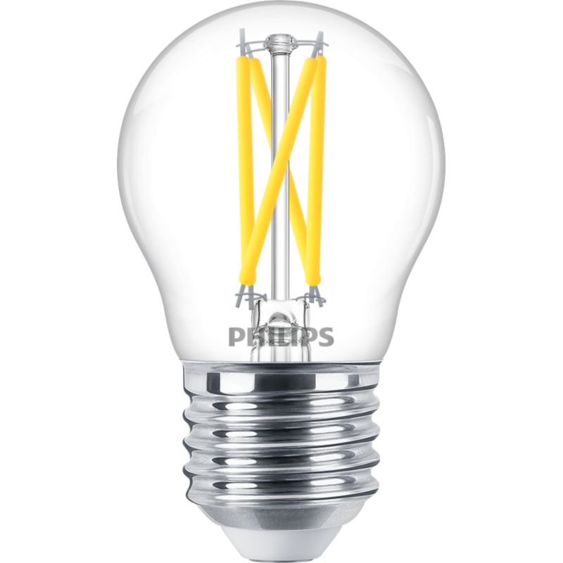 LED filament light bulb P45 E27 clear glass, suitable for home and business lighting