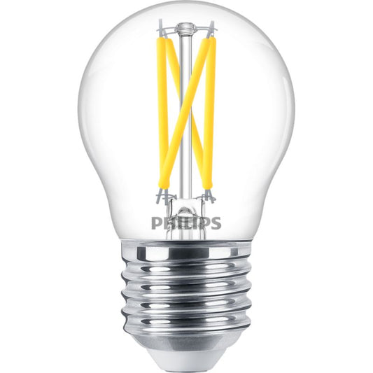 LED filament light bulb P45 E27 clear glass, suitable for home and business lighting