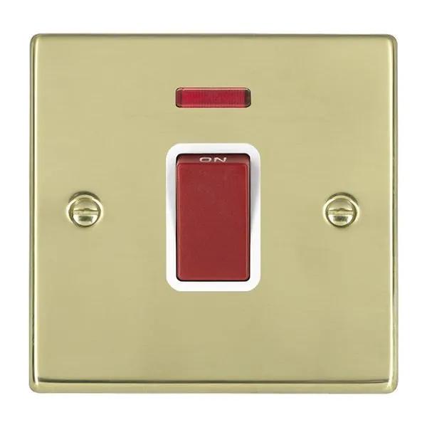 Hart PB 1g 45A Double Pole+N Red Rkr/WH