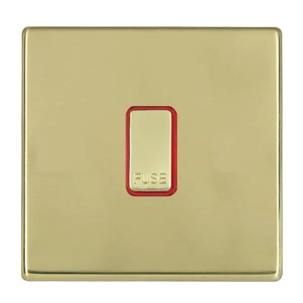 Hamilton H CFX PB 13A Fused Connection Unit Polished Brass Red Trim