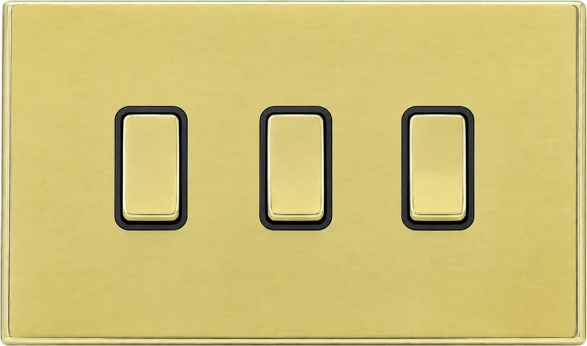 Hamilton Hart CFX 3 Gang 20AX 2 Way Rocker Switch Polished Brass Black