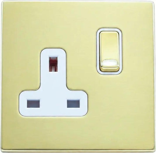 Hamilton Hart CFX 1 Gang 13A Double Pole Switched Socket Polished Brass