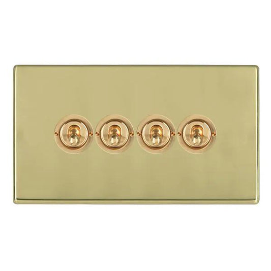 Hamilton Hart CFX Polished Brass 4 Gang 2 Way 20A Toggle Switch