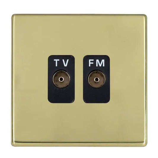 Hamilton Isolated TV and FM Diplex Coaxial Socket Polished Brass Black Insert