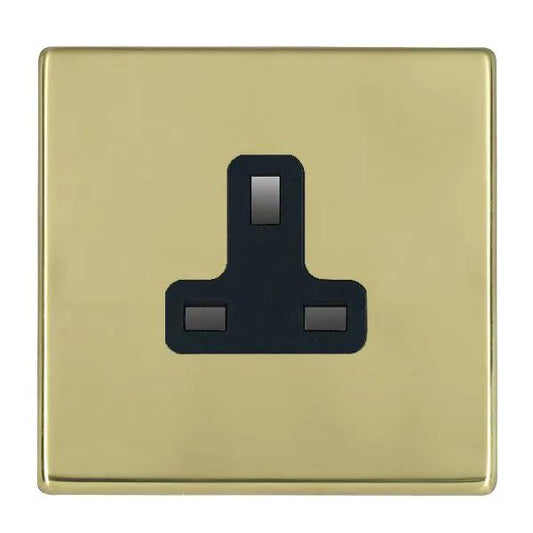 Hamilton Hart CFX Polished Brass 1 Gang 13A Unswitched Socket Black Insert
