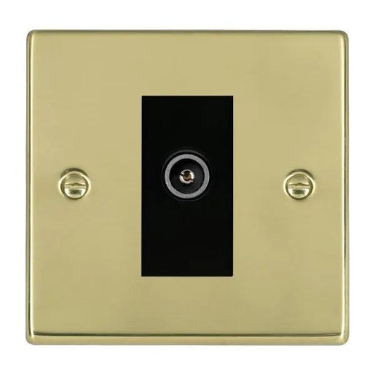 Hamilton Hart Polished Brass 1 Gang TV Socket Female Non Isolated Black Insert