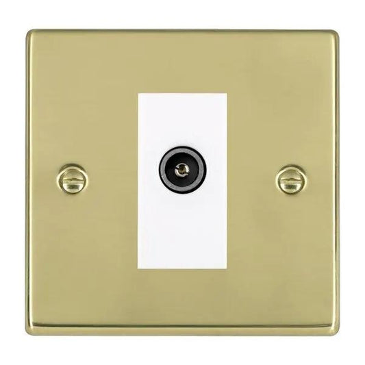 Hamilton Hart 1 Gang Non Isolated TV Socket Polished Brass White