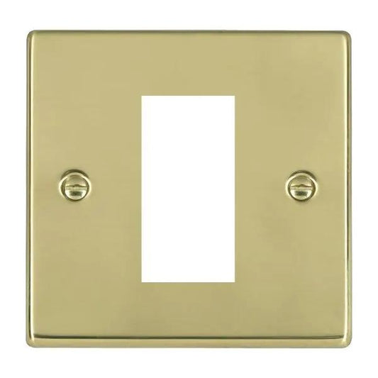 Hamilton Hart Polished Brass 1 Euro Apertured Plate 25x50 With Fixing Grid