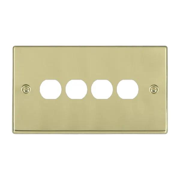 Hamilton Hart Polished Brass 4 Gang Grid-It Apertured Plate with Fixing Grid