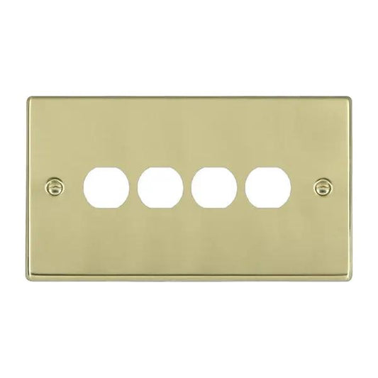 Hamilton Hart Polished Brass 4 Gang Grid-It Apertured Plate with Fixing Grid