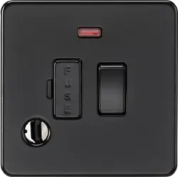 ml matt black 13A Switched Fused Spur with Neon and Flex Outlet - Matt Black - ml matt black 13A Switched Fused Spur with Neon and Flex Outlet - Matt Black