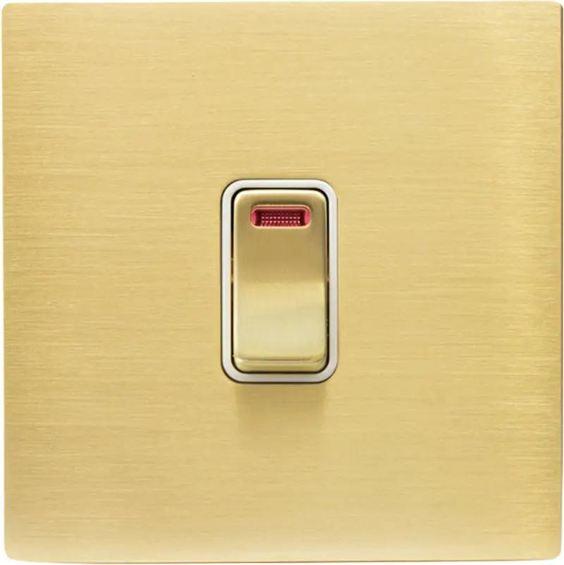 Hamilton Hart CFX 20A Double Pole Switch with Neon Satin Brass White Trim