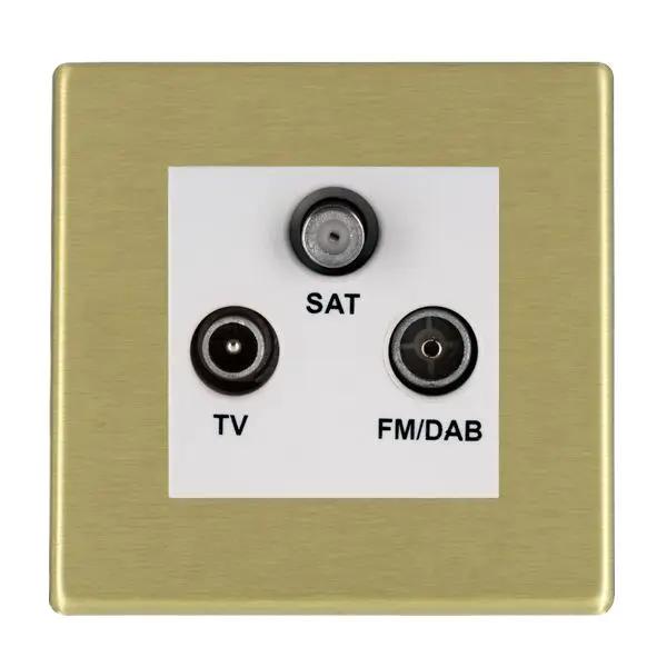 Hamilton Hart CFX Satin Brass Non Isolated TV FM DAB SAT Digital Socket White