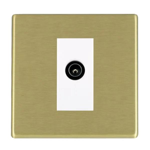 Hamilton Hart CFX Satin Brass 1 Gang Non Isolated TV Socket Male White