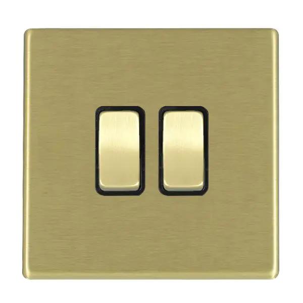 Hamilton Hart CFX 2 Gang 10AX 2 Way Rocker Switch Satin Brass Black