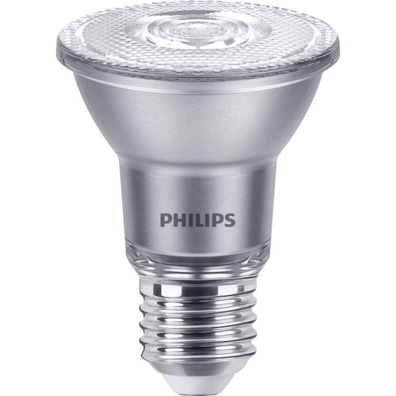 LED PAR20 E27 light bulb with silver finish and textured lens for home lighting