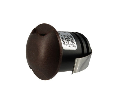 Bronze LED step light with round cover for indoor or outdoor electrical lighting