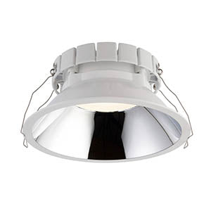 White LED downlight with silver reflector, commercial ceiling lighting fixture