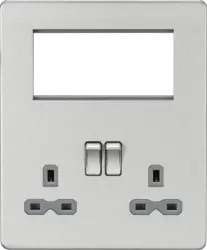 Brushed Chrome ML Small Multimedia Combination Plate - Brushed Chrome with Black Insert - Electrical Brushed Chrome ML Small Multimedia Combination Plate - Brushed Chrome with Black Insert Electrical