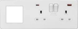 ml matt white 13A 2G DP Socket +2G Modular + Dual USB A+C 12V DC 1.5A (Max. 18W) - Matt White w/White Insert - Electrical ml matt white 13A 2G DP Socket +2G Modular + Dual USB A+C 12V DC 1.5A (Max. 18W) - Matt White w/White Insert Electrical