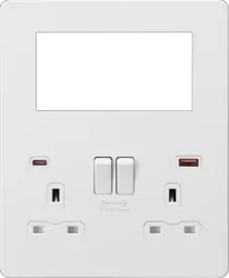 ml matt white Small Multimedia Combo Plate + Dual USB A+C 12V DC 1.5A (Max. 18W) - Matt White w/White Insert - Electrical ml matt white Small Multimedia Combo Plate + Dual USB A+C 12V DC 1.5A (Max. 18W) - Matt White w/White Insert Electrical