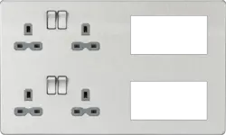 Brushed Chrome ML Combination Plate - Brushed Chrome with Grey Insert - Electrical Brushed Chrome ML Combination Plate - Brushed Chrome with Grey Insert Electrical