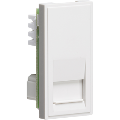 White modular telephone outlet for wiring accessories and electrical installations