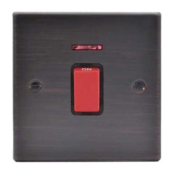 Hart EB 1g 45A Double Pole+N Red Rkr/BL