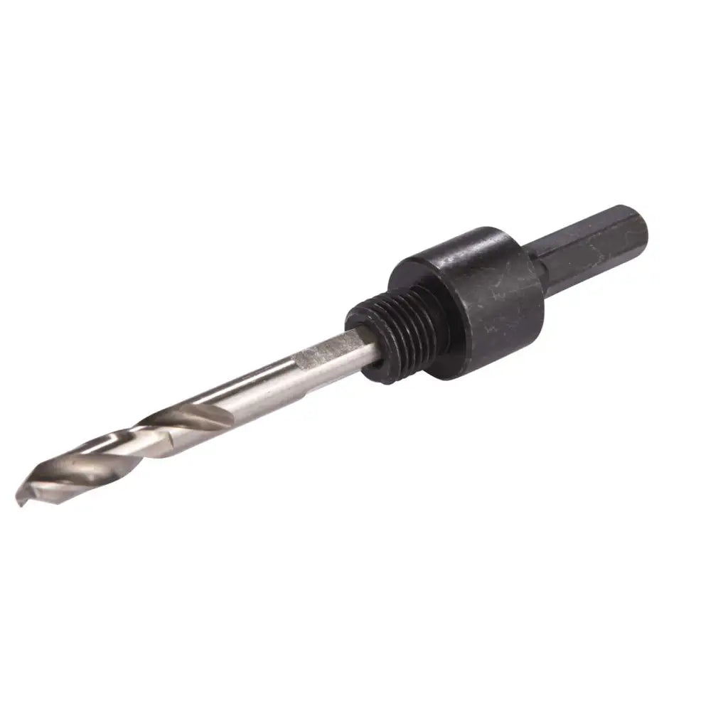 Metal drill bit arbor with hex shank for power tools and electrical installation