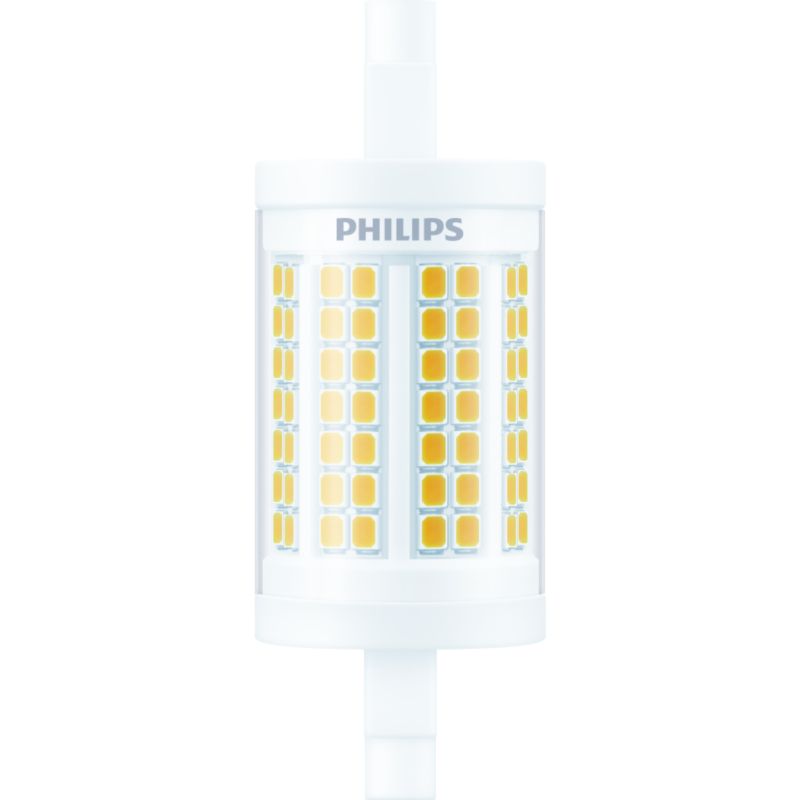 LED R7S 100W 78mm bulb with visible LED chips and white casing