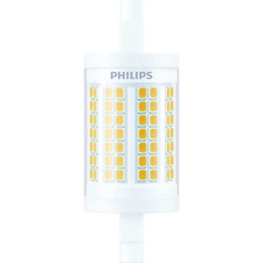 LED R7S 100W 78mm bulb with visible LED chips and white casing