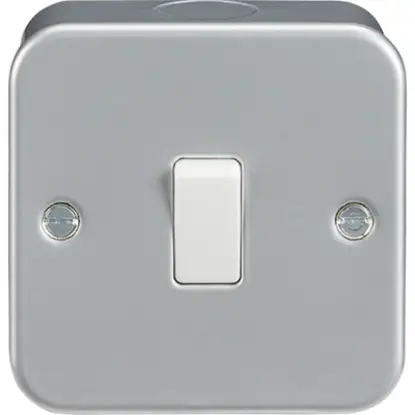 Metal-clad 1 gang 2 way light switch for home or commercial electrical wiring