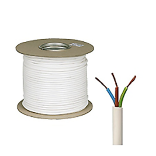 10mm white three core heat resistant PVC flexible electrical cable on spool
