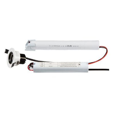 230V IP20 5W LED emergency downlight kit with white housing and battery pack for indoor lighting
