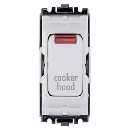 Double pole 1-way grid switch with neon indicator marked 'cooker hood' for kitchen