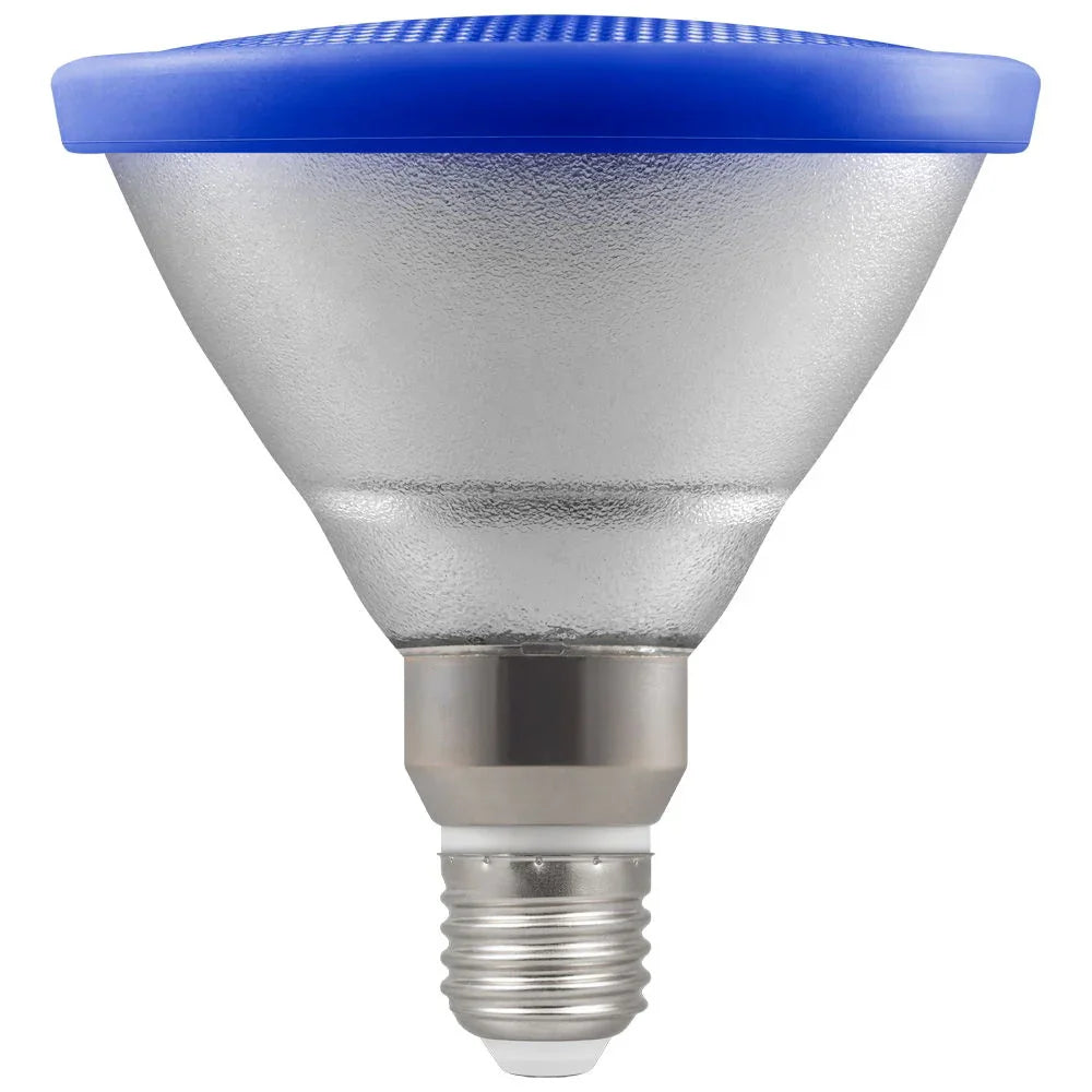PAR38 13W blue LED light bulb with Edison screw base, electrical lighting product