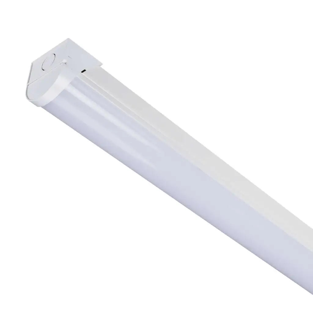 Slim LED batten light fitting with white housing for energy-efficient ceiling lighting